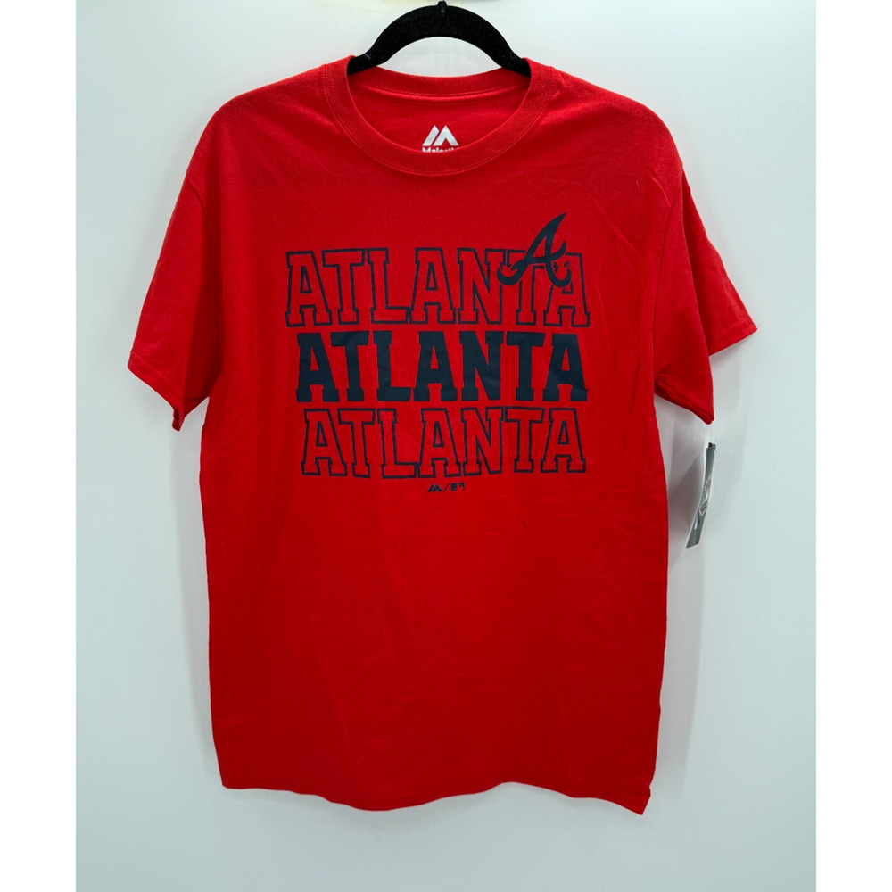 Majestic Atlanta Braves T Shirt Short Sleeve Red Size 3XL Licensed New With Tag